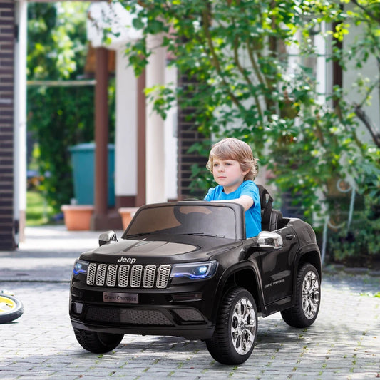 Macchina Elettrica Jeep per Bambini 12V, Guida Manuale e con Telecomando Velocità 0-3km/h, 114x76x58cm, Nero KH4370-190KH4