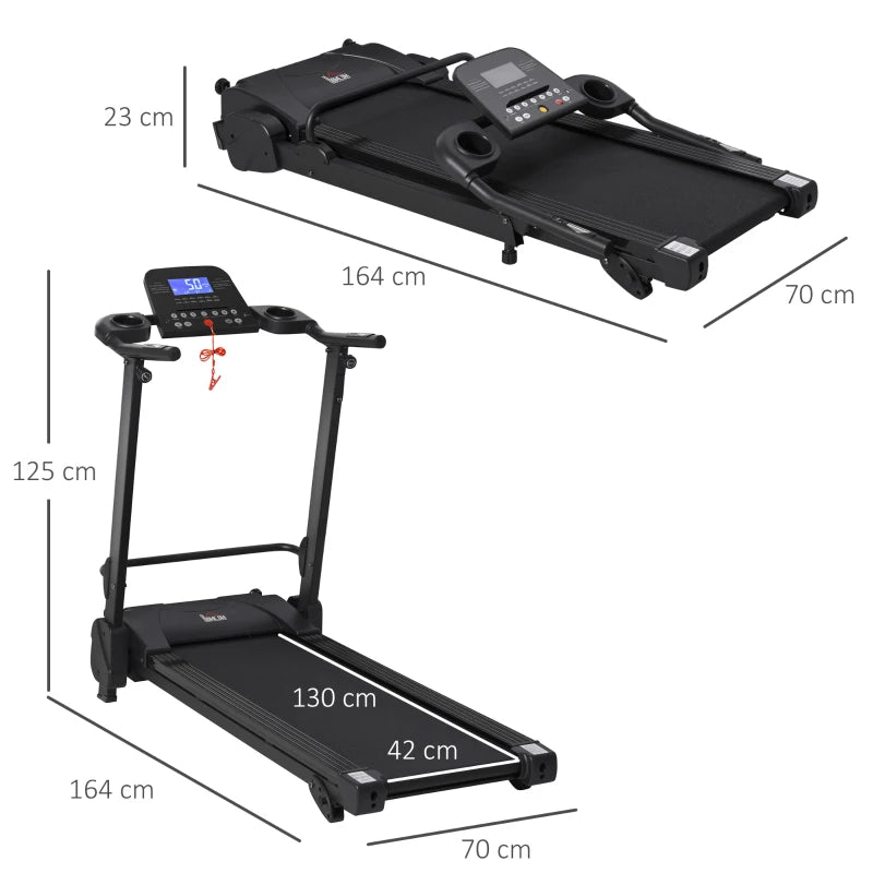 Tapis Roulant Elettrico Pieghevole Salvaspazio, Velocità 14km/h, Monitor LCD 5 Programmi e Presa USB, per Casa e Ufficio, Motore 750W, Nero YT2A90-225YT2