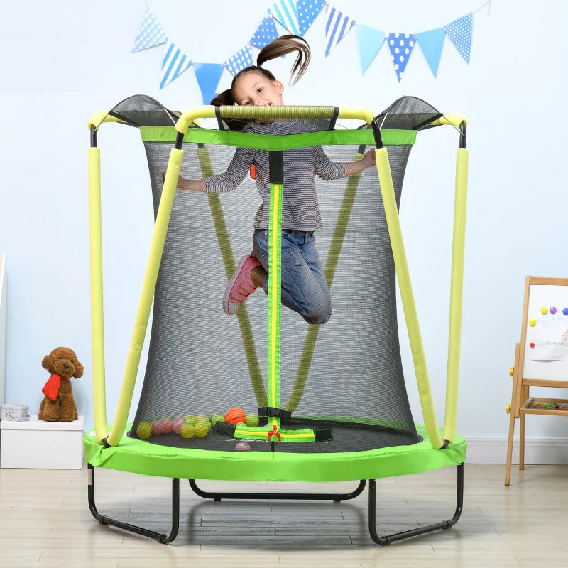 Trampolino Elastico per Bambini 3-10 Anni con Rete di Sicurezza, Canestro e Palle, Ø140x155cm, Verde VC3342-074V00GNVC3