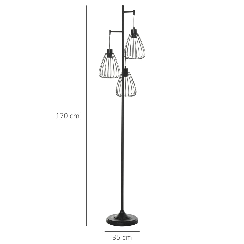 Lampada da Terra Vintage Industriale in Metallo Nero, Lampada a Piantana da Terra Moderna Ф35 x 170cm ER1B31-247ER1