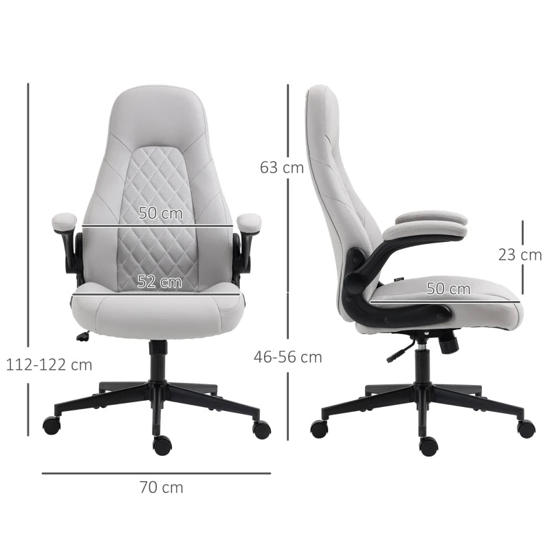 Sedia da Ufficio Ergonomica con Braccioli Ribaltabili e Altezza Regolabile, 67x70x112-122 cm, Grigio 1 valutazioni globali PI7921-564PI7