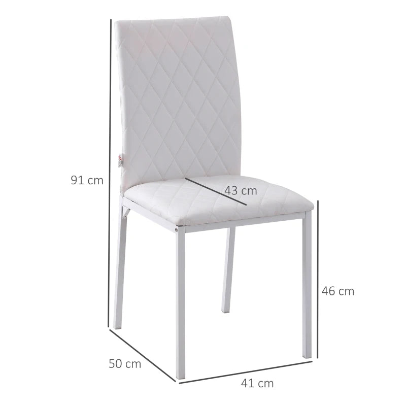 Set 4 Sedie Imbottite per Sala da Pranzo con Rivestimento in Similpelle, 41x50x91cm - Bianco ER2835-478WTER2