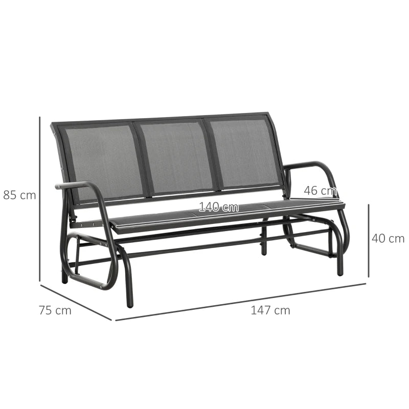 Panchina a Dondolo da Giardino a 3 Posti in Metallo e Tessuto a Rete Traspirante, 147x75x85cm, Grigio 84B-531GY