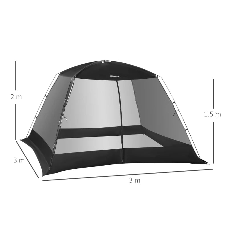 Tenda da Campeggio e Spiaggia a Rete Anti UV per 4 Persone con Borsa di Trasporto, 3x3 m Nero IQ9A20-221IQ9