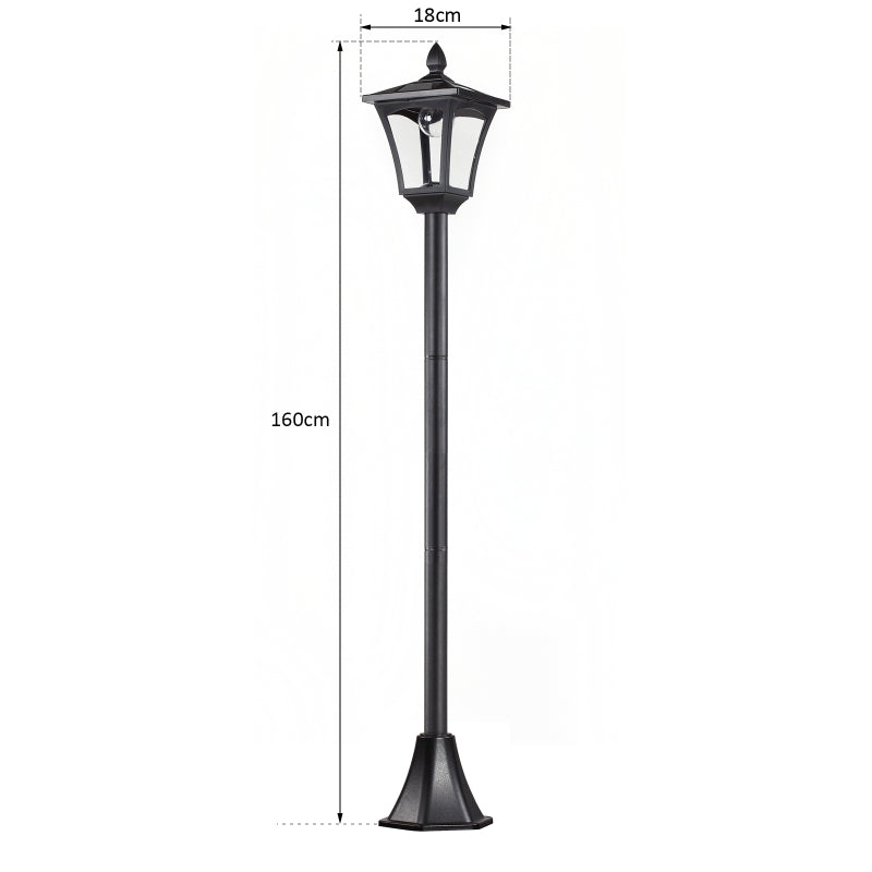 Lampione LED da Esterno ad Energia Solare Lampada da Giardino Lampada da Terra Impermeabile IP44 18×18×160cm Nero XN4842-108XN4