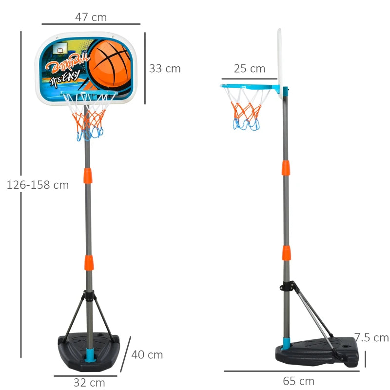 Set Canestro per Bambini Regolabile in Altezza con Palla da Basket Base e Pompa Gonfiaggio Inclusi DF6341-039DF6