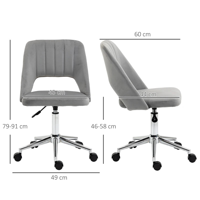 Sedia da Ufficio Ergonomica e Girevole, Sedia Imbottita per Scrivania con Altezza Regolabile, Grigio 49x60x79-91cm DR2921-481V80GYDR2