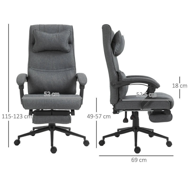 Sedia da Ufficio Ergonomica ad Altezza Regolabile con Braccioli e Poggiapiedi, 66x70x115-123 cm, Grigia WS3921-281WS3