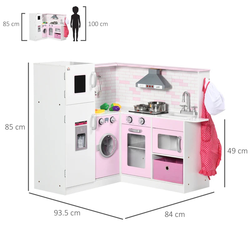 Cucina Giocattolo per Bambini 3-6 Anni con Luci e Utensili da Cucina Realistici, in MDF e PP, 84x93.5x85 cm GH8350-142V01WTGH8