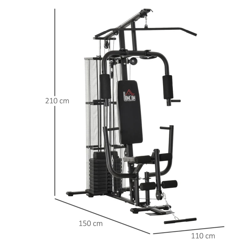 Stazione Fitness Palestra Multifunzione per Allenamento a Casa e Professionale, Acciaio 150x110x210cm Nero ZB5A91-134BKZB5