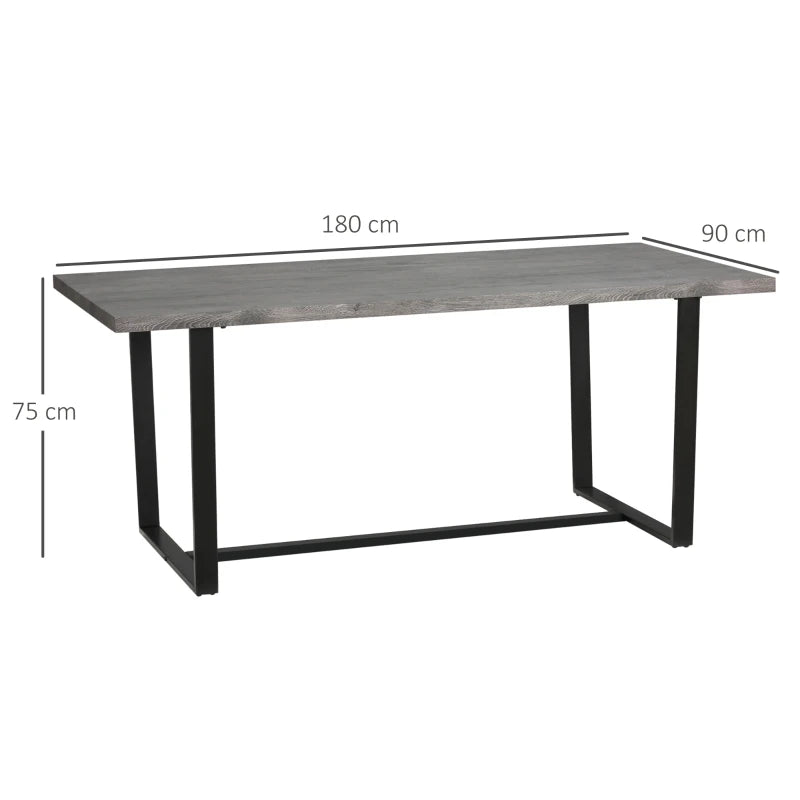 Tavolo da Pranzo Rettangolare Stile Industriale per 8 Persone, 180x90x75cm, Grigio e Nero WR3835-841V00GYWR3