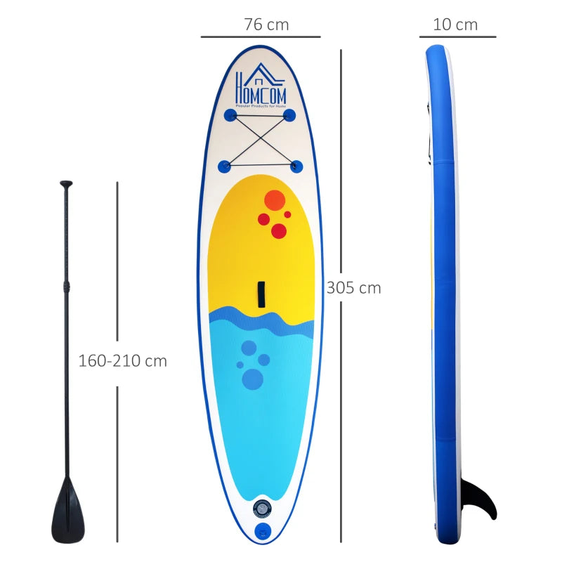 Tavola SUP Gonfiabile Stand Up Paddle con Pagaia Regolabile, Tavola da Surf con Accessori Inclusi, Blu 305x76x10cm QW5A33-008QW5