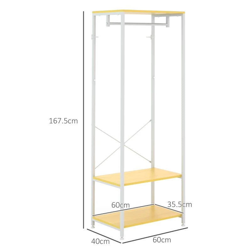 Mobile Appendiabiti 2 in 1 con Ripiano a 2 Livelli, in Acciaio e Truciolato, 60x40x167.5 cm DC2837-474V00NDDC2