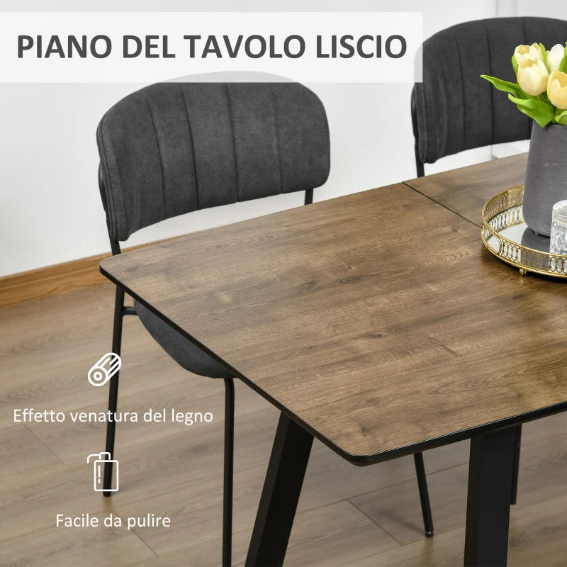 Tavolo da PranSalvaspazio Allungabile per 4-6 Persone in MDF e Metallo, 120-160x80x76 cm, color Legno SW3835-525SW3