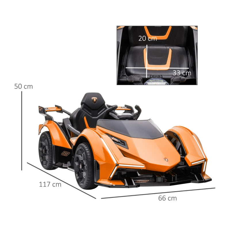 Macchina Elettrica per Bambini Lamborghini con Telecomando, Fari LED e Musica, Età 3+ Anni, Arancione TG6370-204V90OGTG6