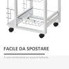 Carrello Isola da Cucina Salvaspazio in Legno di Pino, Carrello Portavivande con 4 Ruote Cassetto 3 Cesti Estraibili Portafrutta, Bianco VB5801-130WTVB5