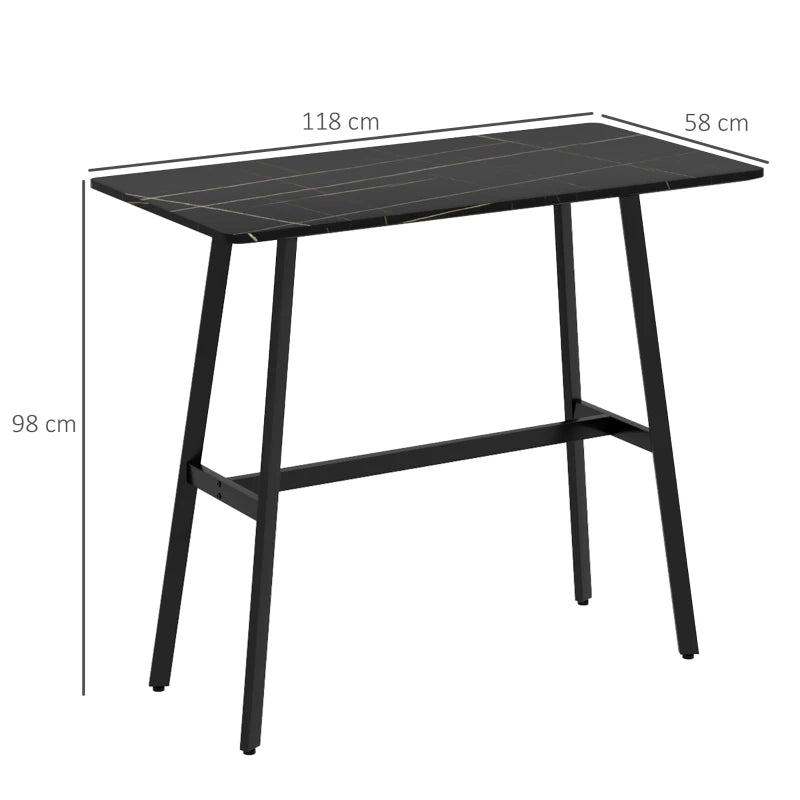 Tavolo da Bar Rettangolare per 4 Persone in MDF e Metallo, 118x58x98 cm, Nero HG683A-029V00BKHG6