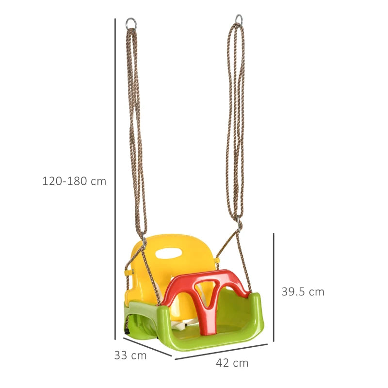 Altalena per Bambini 9-36 Mesi in PP e PE con Corda Regolabile e Cintura, 42x33x120-180 cm TG8344-056V00GNTG8