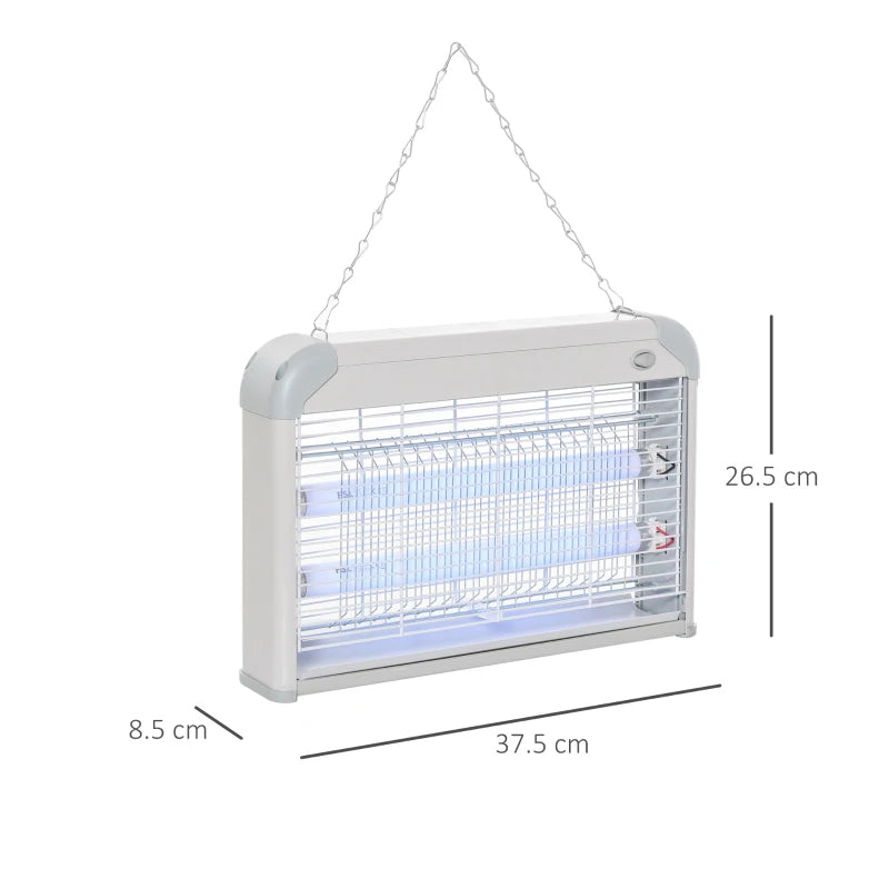 Elettroinsetticida da Esterno e Interno con Lampada Antizanzare UV per 60m², Zanzariera Elettrica 20W, Grigio e bianco XG7849-011XG7