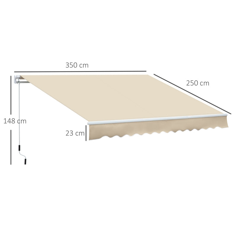 Tenda da Sole per Esterno Avvolgibile a Bracci con Apertura a Manovella, 350x250 cm, Crema HN5840-174V00CWHN5