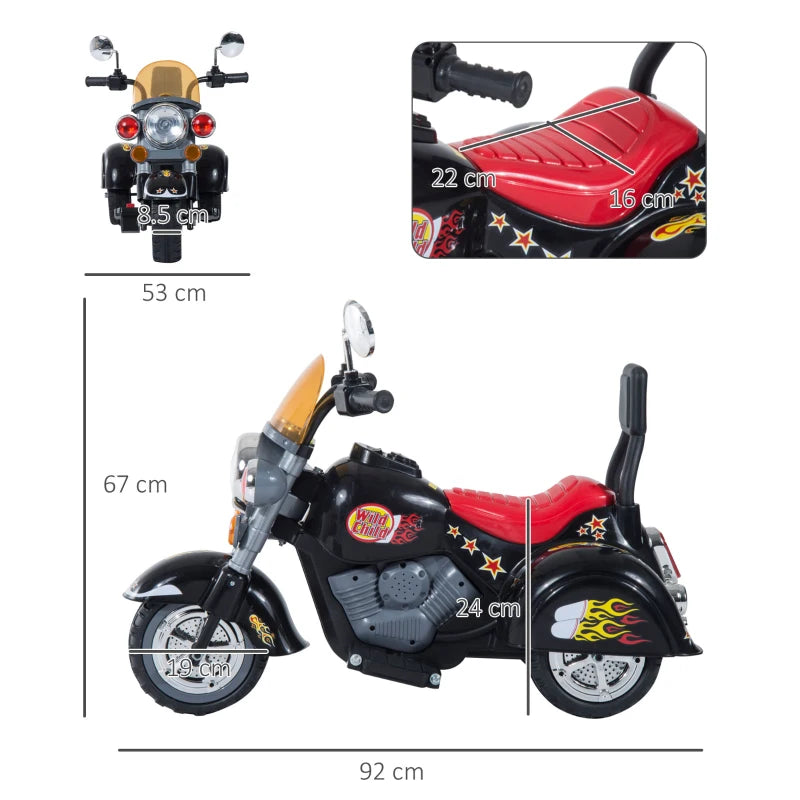 Mini Moto Elettrica per Bambini da 37-72 Mesi 3 Ruote Batteria 6V PP Ferro, Velocità 2.5KM/h, 92×53×67cm GB6370-009GB6