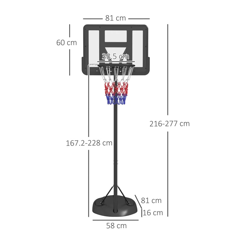 Canestro Basket ad Altezza Regolabile con Base Riempibile, Canestro da Basket in Acciaio e PE, Nero GF6A61-056V00BKGF6