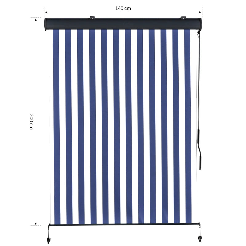 Tenda Avvolgibile a Rullo da Esterno, Impermeabile, Funzionamento Manovella, Grigia Bianca e Blu 140 x 200 cm WS2830-265V01BUWS2