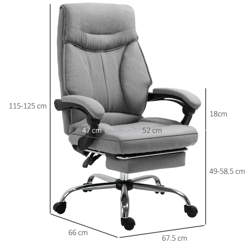 Sedia da Ufficio Ergonomica Girevole, Sedia da Scrivania con Rotelle, Poggiapiedi Retrattile e Reclinabile 135°, Altezza Regolabile, Grigio YH8921-437YH8