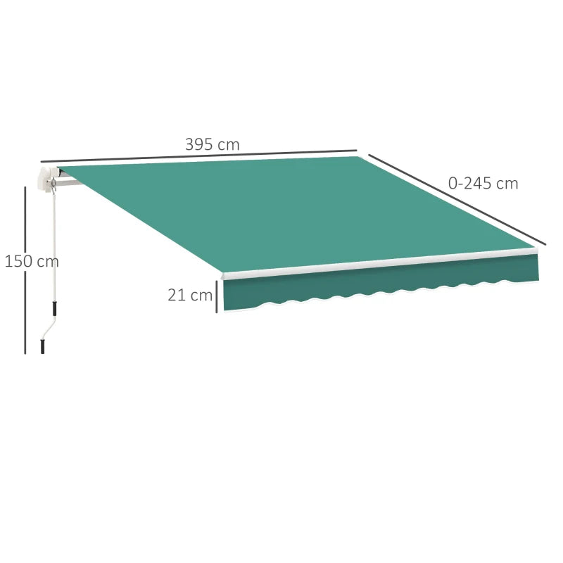 Tenda da Sole per Esterno Avvolgibile a Manovella in Metallo e Alluminio, 4x2.5m, Verde Scuro ED4840-151GNED4