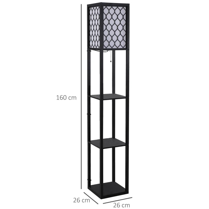 Lampada da Terra Moderna con Libreria 3 Livelli Nero 26 x 26 x 160 cm MK8833-622MK8