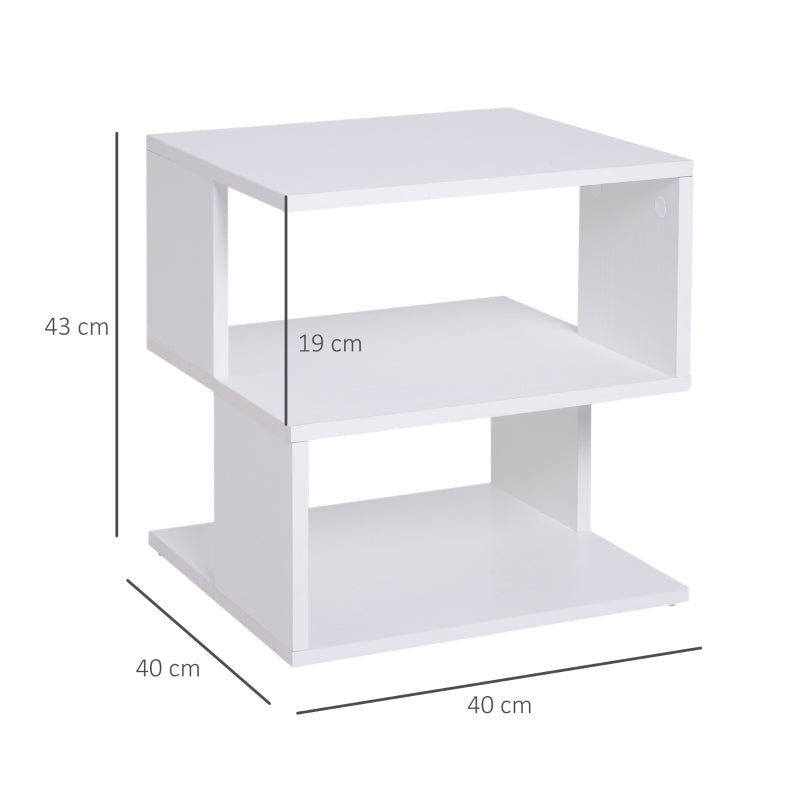 Tavolino da Caffè 2 Ripiani Aperti Design Moderno Salotto Soggiorno Legno 40x40x43cm Bianco HY6833-619WTHY6