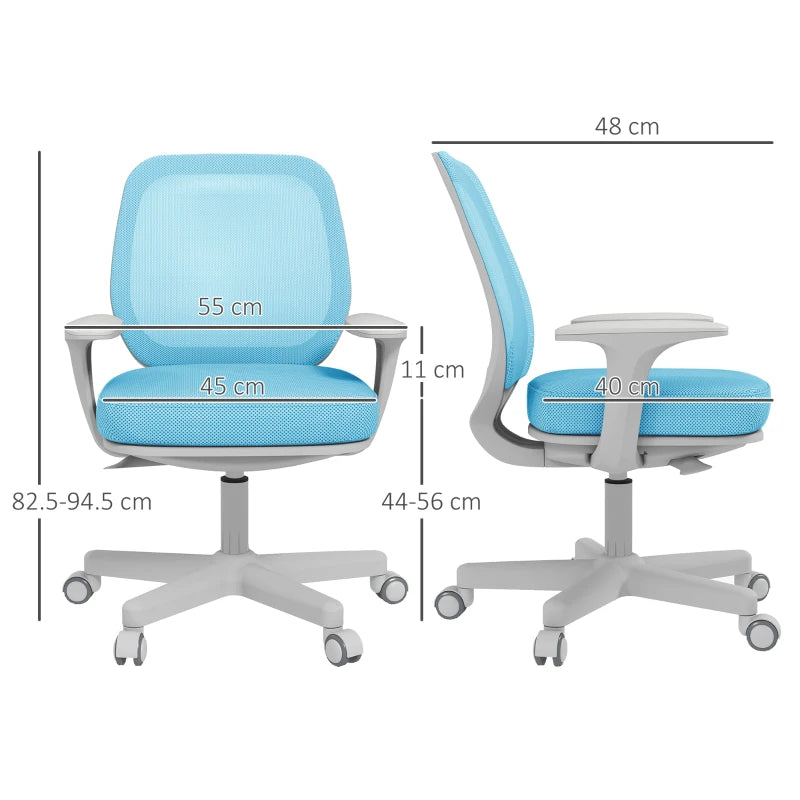 Sedia da Ufficio Ergonomica e Reclinabile ad Altezza Regolabile con 5 Rotelle, 55x48x82.5-94.5 cm, Azzurra KQ8921-690V01LBKQ8