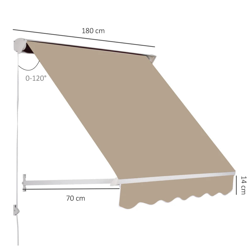 Tenda da Sole Avvolgibile a Parete a Caduta, Beige, 180x70cm WR401-0151WR4