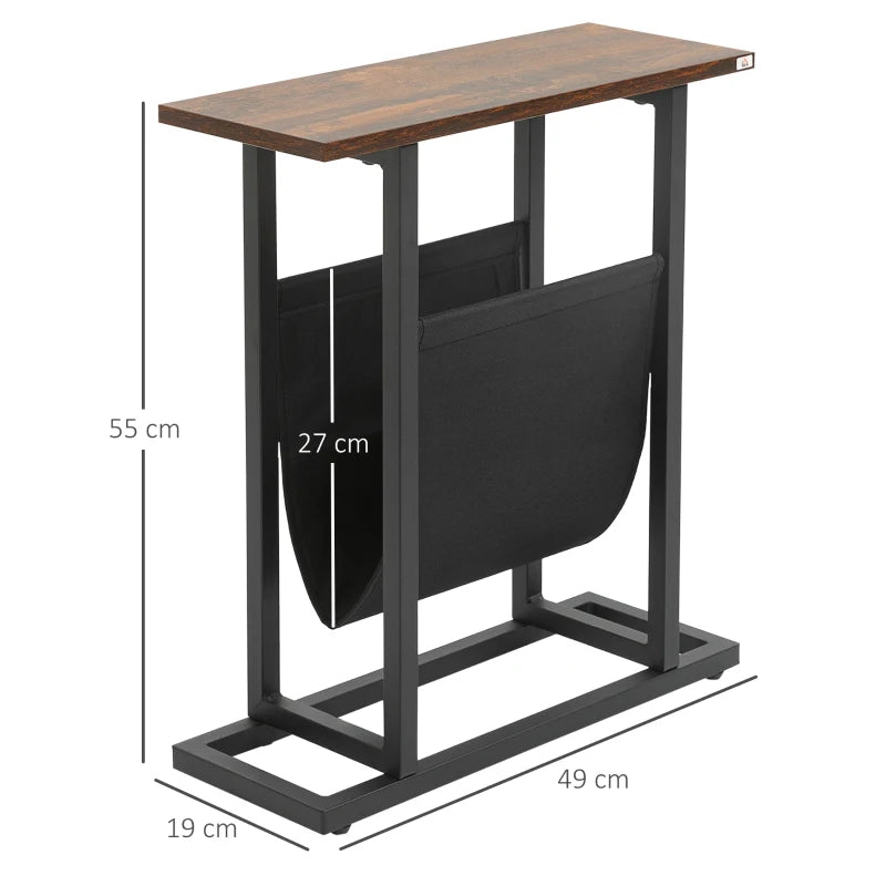 Tavolino da Salotto in Truciolato e Acciaio con Borsa Portaoggetti in Tessuto Oxford, 49x19x55 cm, Marrone e Nero JE6839-609V00DRJE6