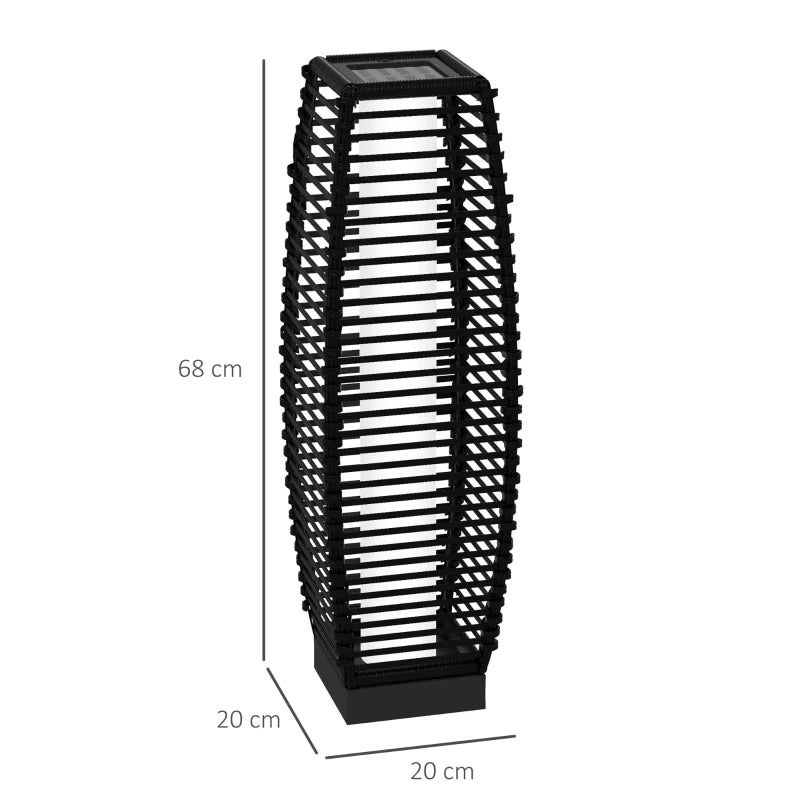 Lampada Solare da Giardino con Pannello di Ricarica, in Acciaio e Rattan, 20x20x68 cm, Nero XM6867-154V00BKXM6