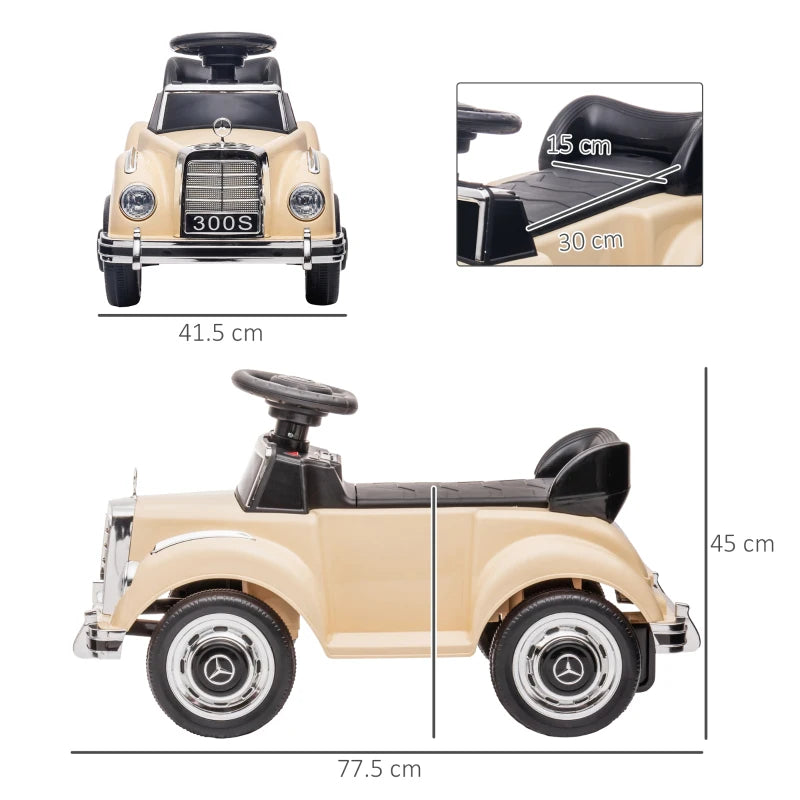 Macchina Elettrica per Bambini 18-48 Mesi Licenza Mercedes-Benz con Musica, Beige QW8370-292V90BGQW8