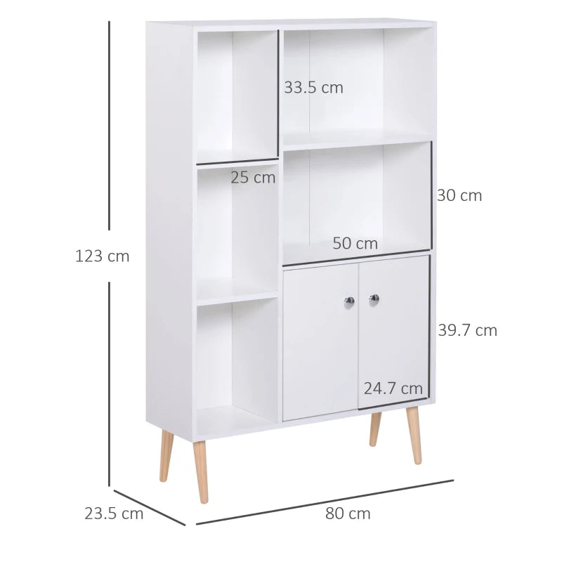 Mobiletto Libreria con Piedini in Legno di Pino Bianco 80x23.5x123cm AS9836-114WTAS9