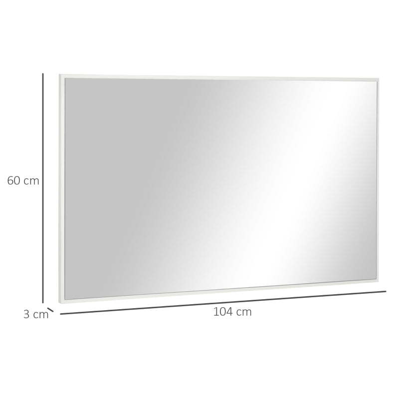 Specchio da Bagno Rettangolare in Truciolato e Vetro con Design a Parete, 104x60 cm, Bianco e Argento YH6834-499V00WTYH6