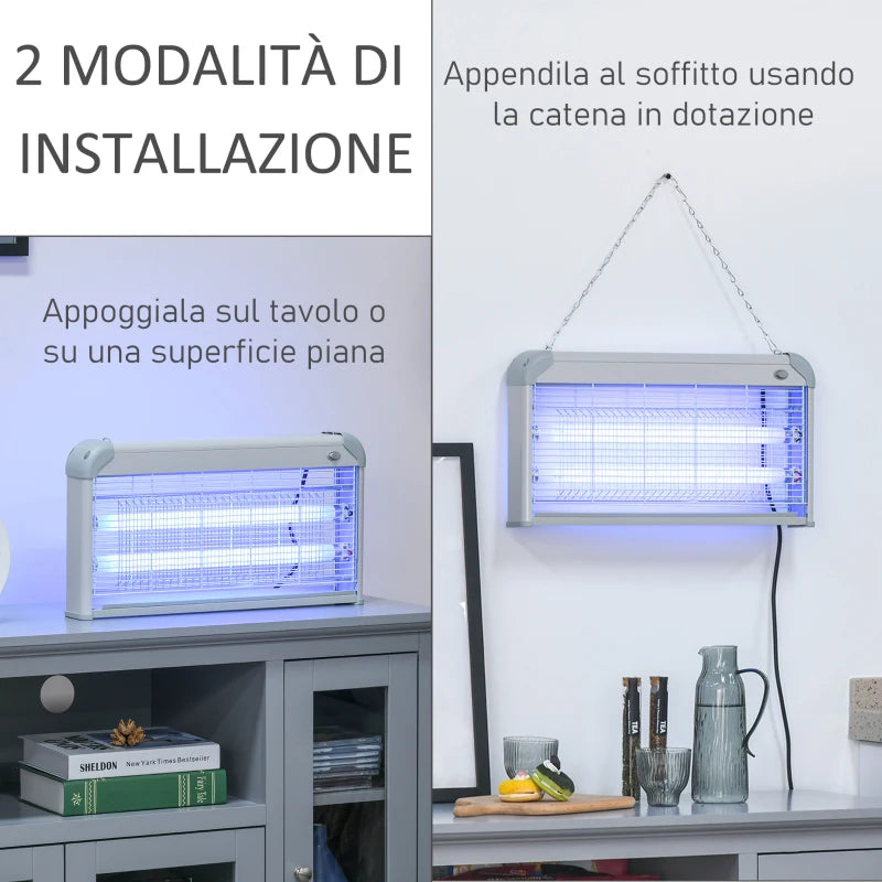 Elettroinsetticida da Esterno e Interno con Lampada Antizanzare UV per 60m², Zanzariera Elettrica 30W Grigio XA6849-013XA6