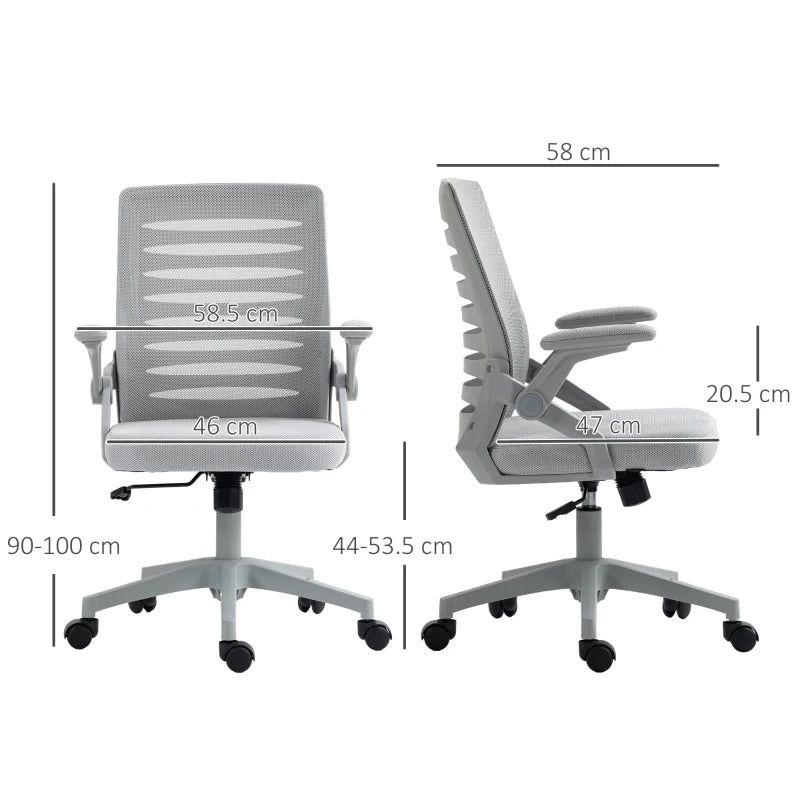 Sedia da Ufficio Ergonomica con Altezza Regolabile e Braccioli Sollevabili, Grigio BG2921-512V01GYBG2