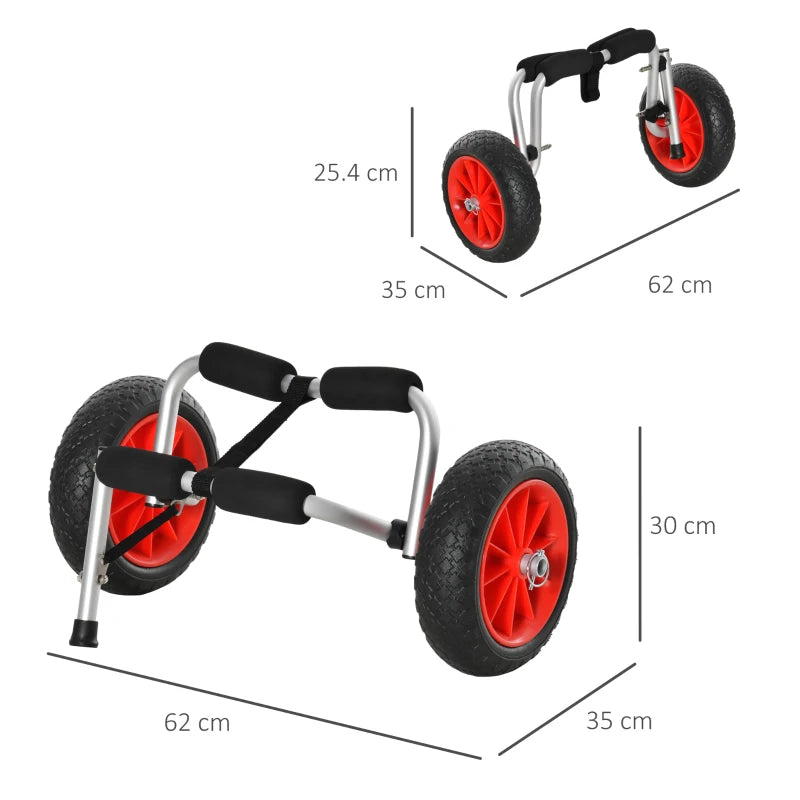 Carrello per Kayak Pieghevole Pneumatici 25cm Adatto a Tutte le Superfici TF4A32-006TF4