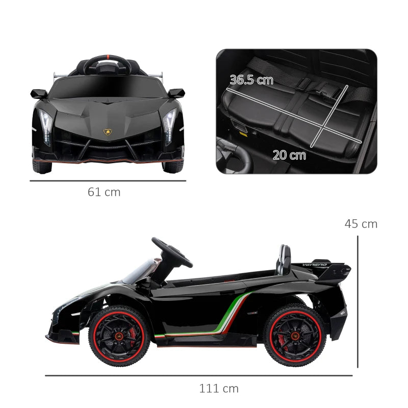 Macchina Elettrica per Bambini Lamborghini Veneno 12V con Telecomando, Età 3-6 Anni, Nero KJ9370-279V90BKKJ9