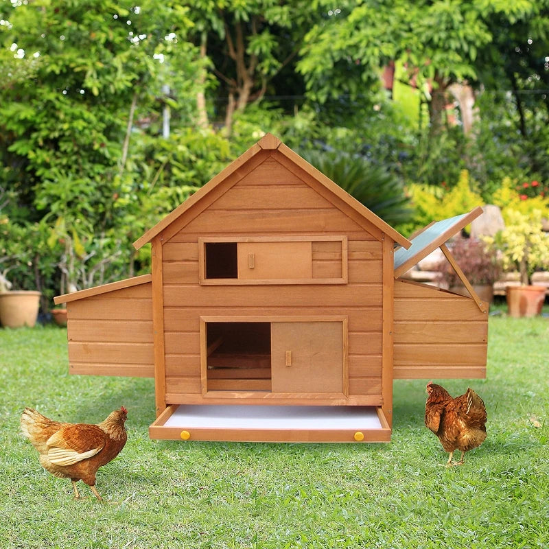 Gabbia per Galline in Legno con Tetto Impermeabile, Pollaio Prefabbricato da Esterno, 160x98.5x107cm NB8D51-014NB8