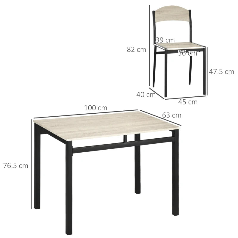 Set da Pranzo con Tavolo Rettangolare e 4 Sedie in Acciaio e MDF, Nero e Rovere GT5835-087V00BKGT5