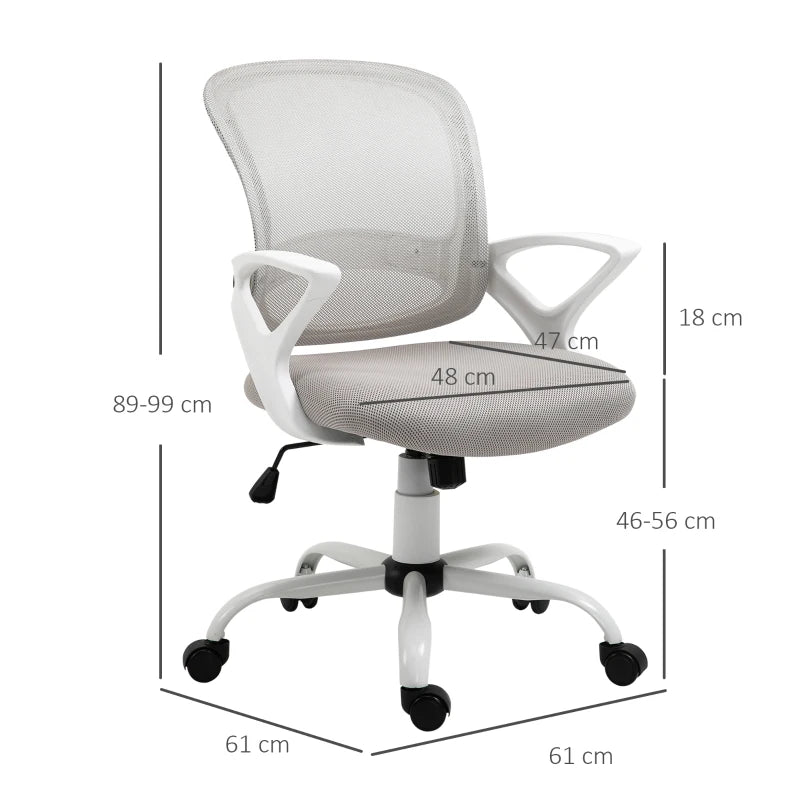 Sedia da Ufficio Basculante in Tessuto a Rete Grigio, Sedia da Scrivania Ergonomica e Girevole con Altezza Regolabile JH9921-528GYJH9