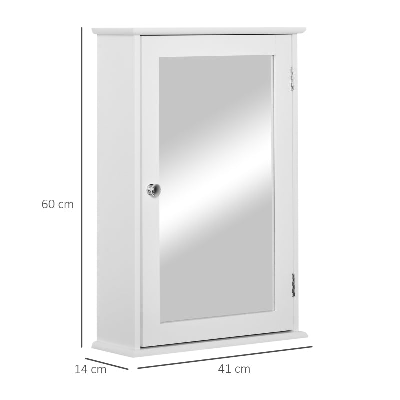 Mobiletto Bagno Pensile con Specchio e Anta a Chiusura Magnetica, 41x14x60cm - Bianco PL8834-399PL8