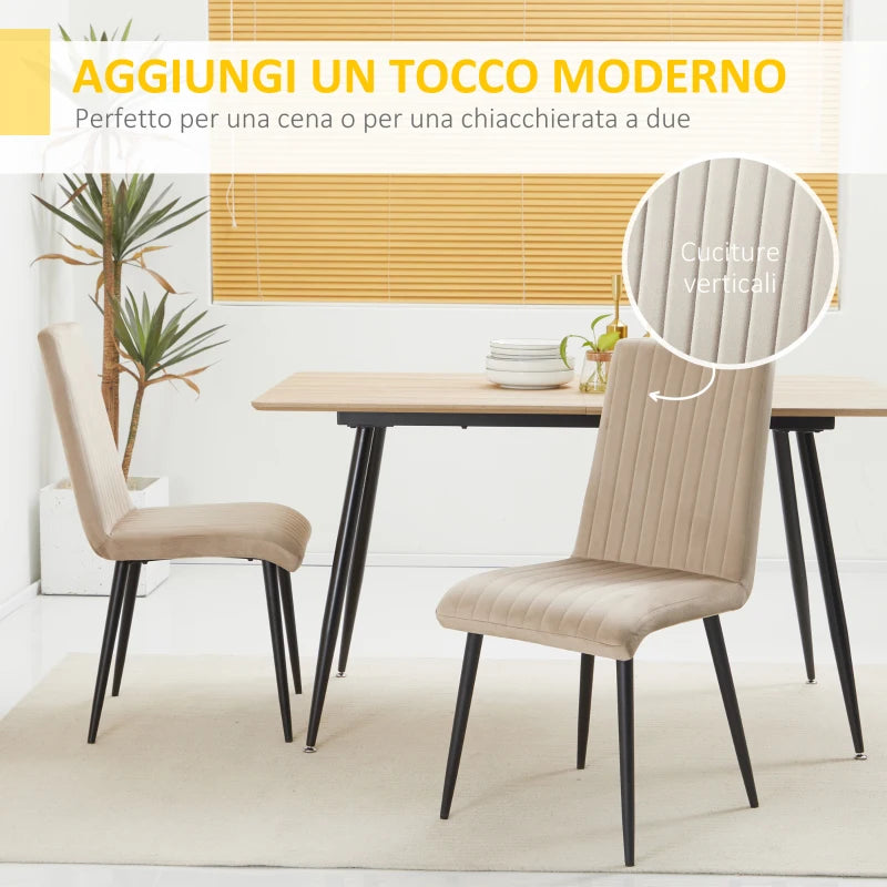 Set 2 Sedie da Cucina Imbottite con Gambe in Acciaio e Design Salvaspazio, 43x58x90 cm RF3835-852V00LRRF3