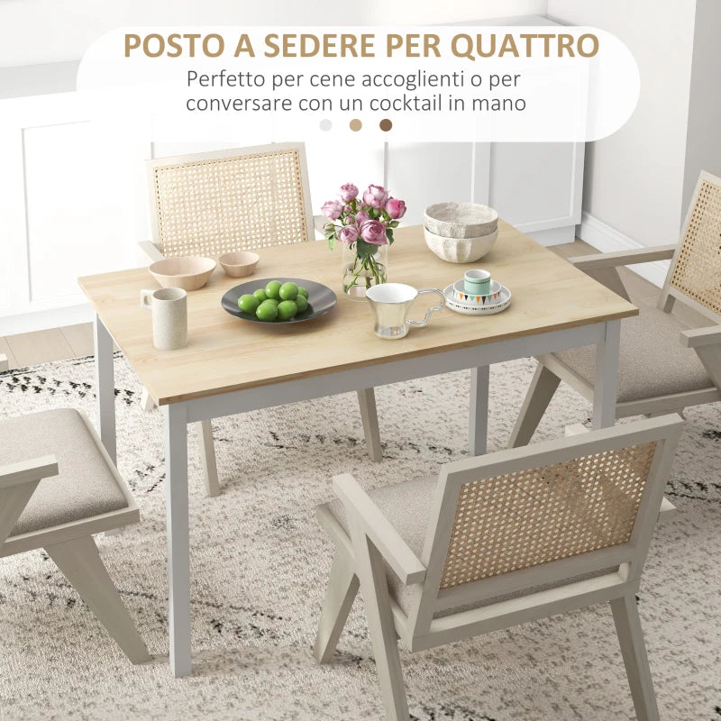 Tavolo da Pranzo 4 Posti con Piedini Antiscivolo, in Legno di Pino, 120x75x75 cm QS783A-103V00NDQS7