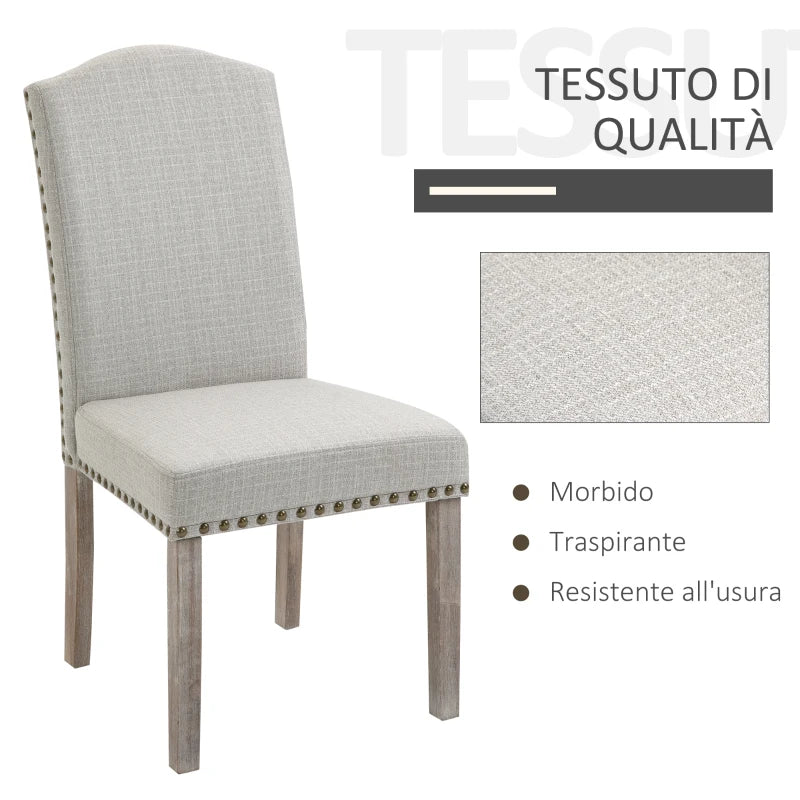 Set 2 Sedie da Pranzo Imbottite e Classiche con Schienale da Salotto e Soggiorno, in Legno e Poliestere, 51x64x99.5 cm, Grigio TR1835-312TR1