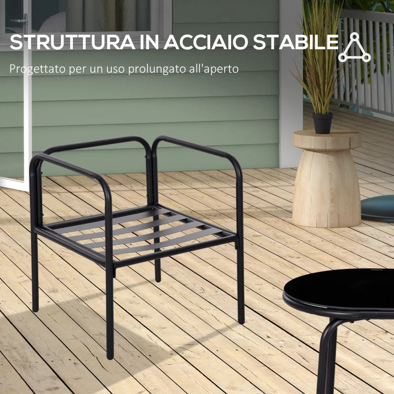 Set da Giardino 4 Pezzi con 2 Poltrone 58x58x66 cm, Divano 116x58x66 cm e Tavolino 80x42x38 cm, Khaki 84G-275V00KK